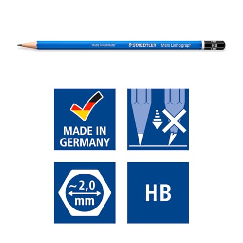 STAEDTLER Pencil 6B 5B 4B 3B 2B B HB F H 2H 3H 4H Mars Lumograph Writing Drawing 12 Hardness Set 100 G12