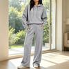 Women's Casual Hooded Sweatshirt and Pants Set with Pockets, Comfortable Outfit for Fall and Winter