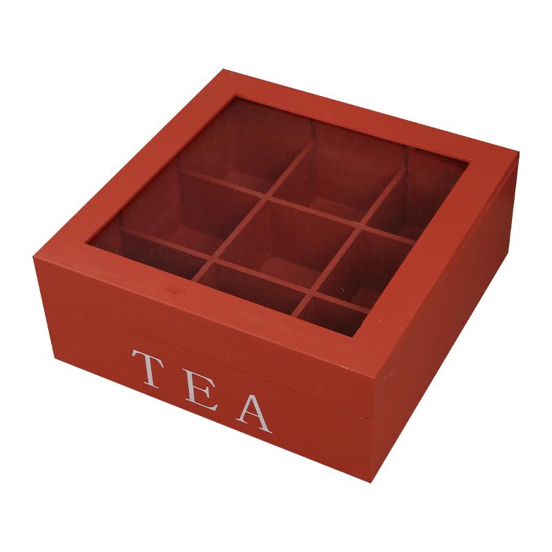 Solid Wood Gift Box with Transparent Acrylic Dividers - Nine-Grid Storage Box