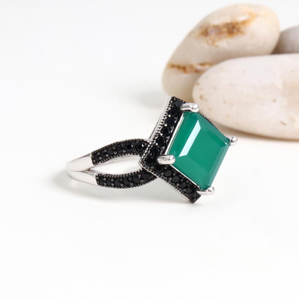 Design pătrat Agat verde natural piatră prețioasă inel Elegant și nobil argint sterling 925 bijuterii fine pentru femei cadou de ziua de naștere