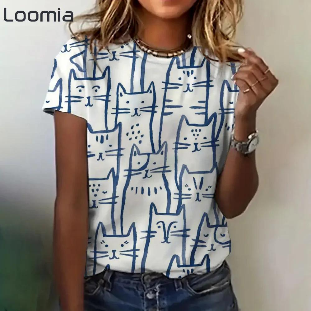 Cartoon Graphic Women's T Shirts Causal Short Sleeve Top Womenimitation Cotton Tees Oversized Female Clothing Ladies Summer Tees