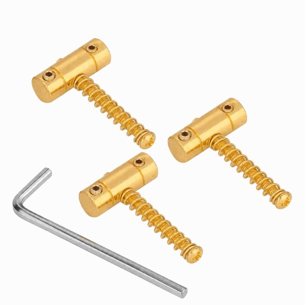 3PCS With Wrench Bridge Saddles Set Gold Color Guitar Bridge Saddles For Electric Guitar