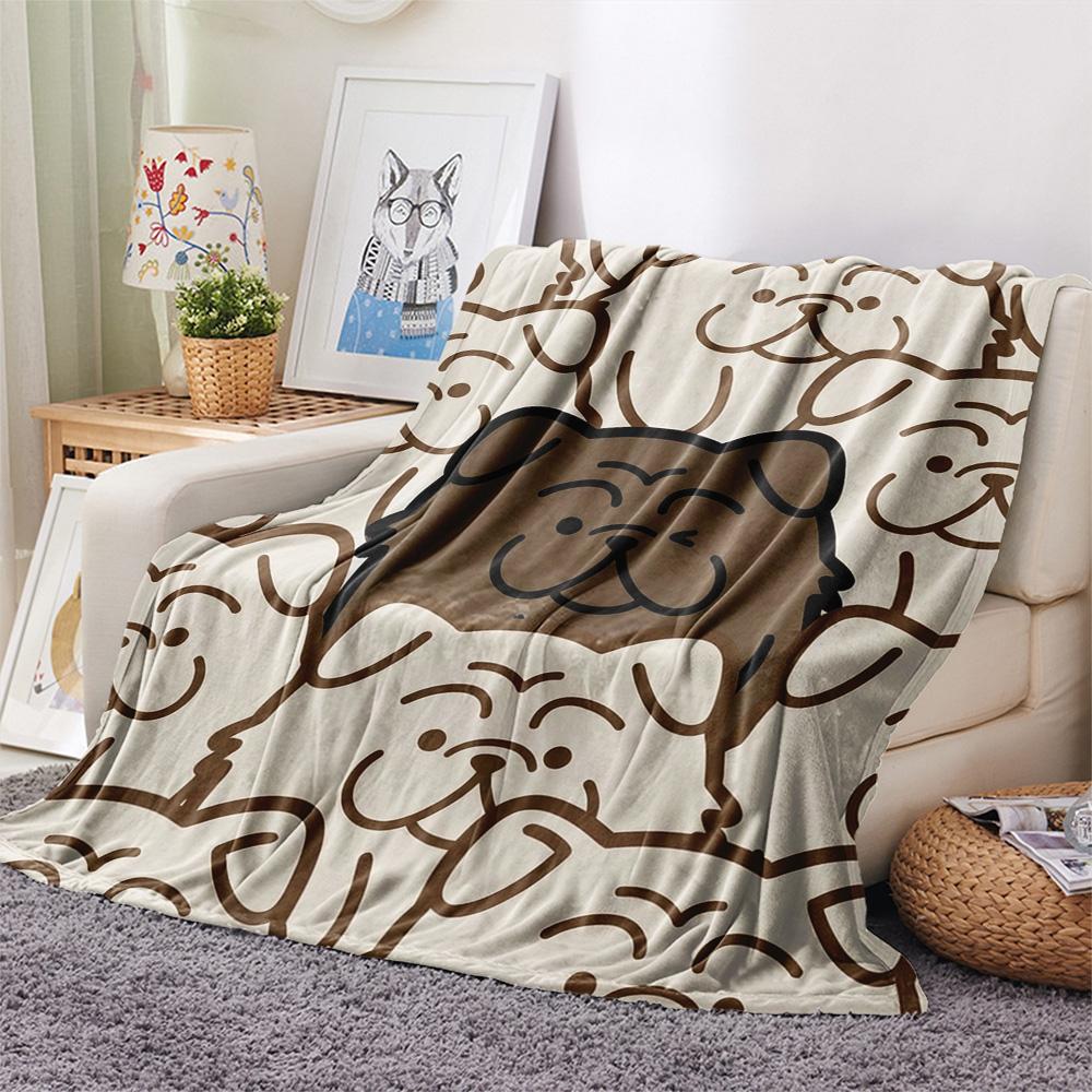 1Pc Bulldog Print Flannel Blanket, High quality Comfortable for All Seasons, Home Decor, Warmth and Comfort, Perfect for Christmas Gifts