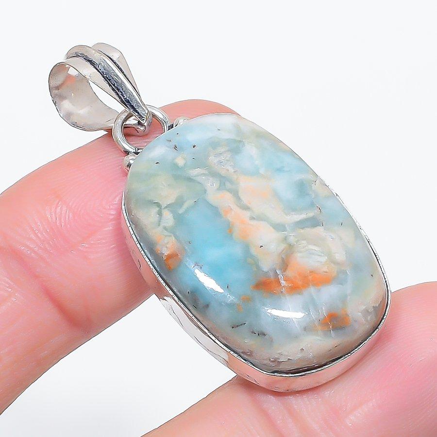 

Natural Larimar Gemstone Handmade 925 Sterling Silver Jewelry Pendant 1.85 E1p99
