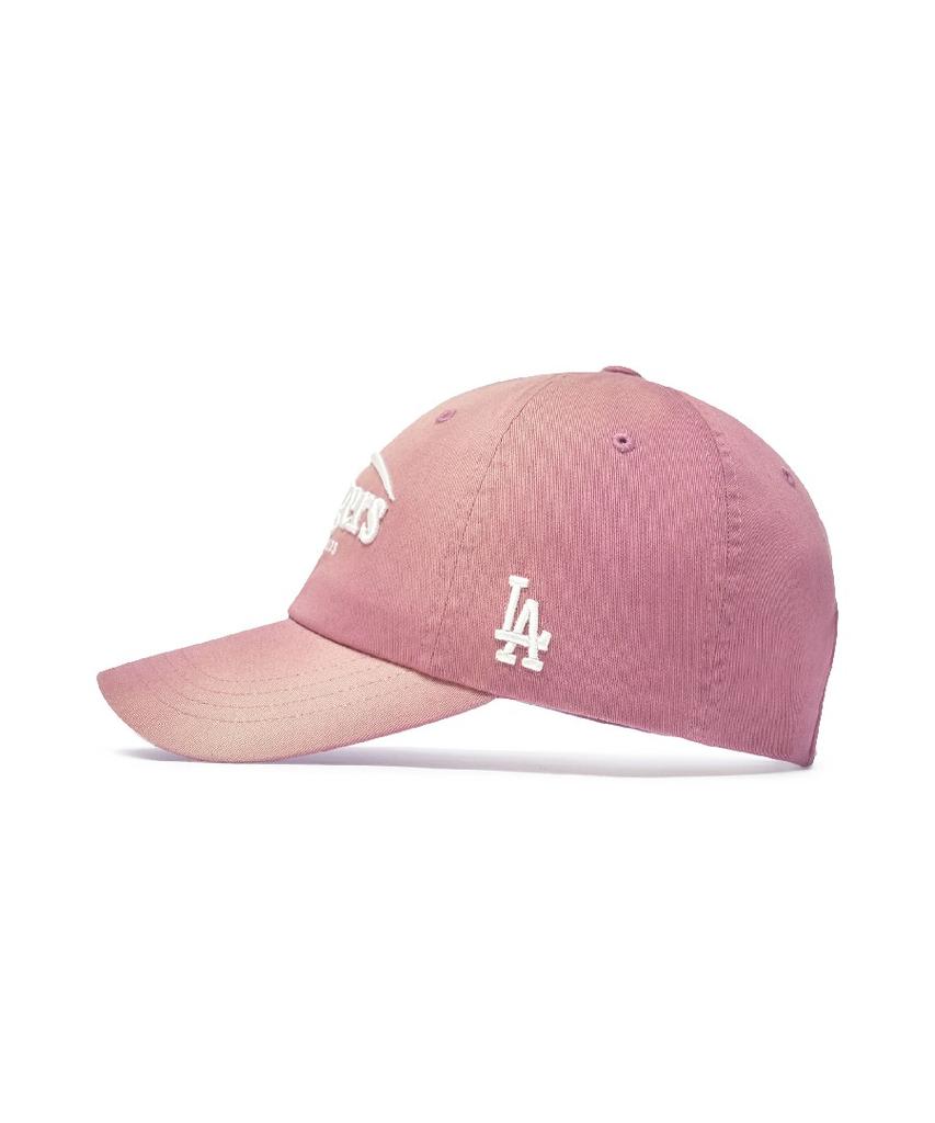 Emelbi Vintage Washed Curve Logo Unstructured Ball Cap La (Pink)