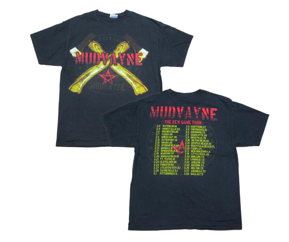 VTG 2008 Y2K Mudvayne Band Black Concert The New Game Tour Graphic T-shirt L XL