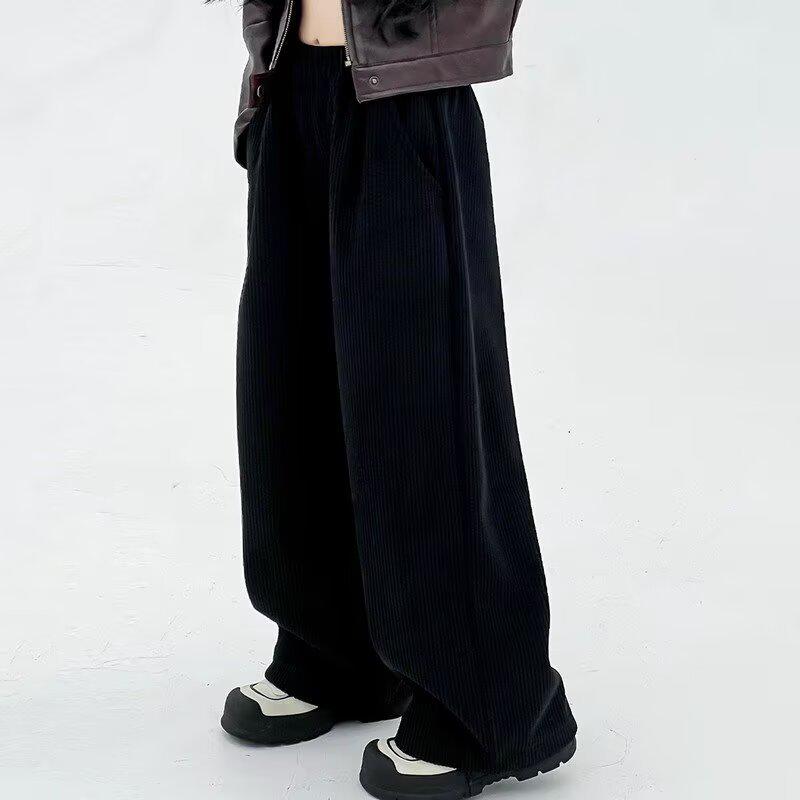 

Модные вельветовые брюки прямого кроя для девочек 2025 Весна/Осень - Свободный повседневный стиль с широкими штанинами для подростков 160