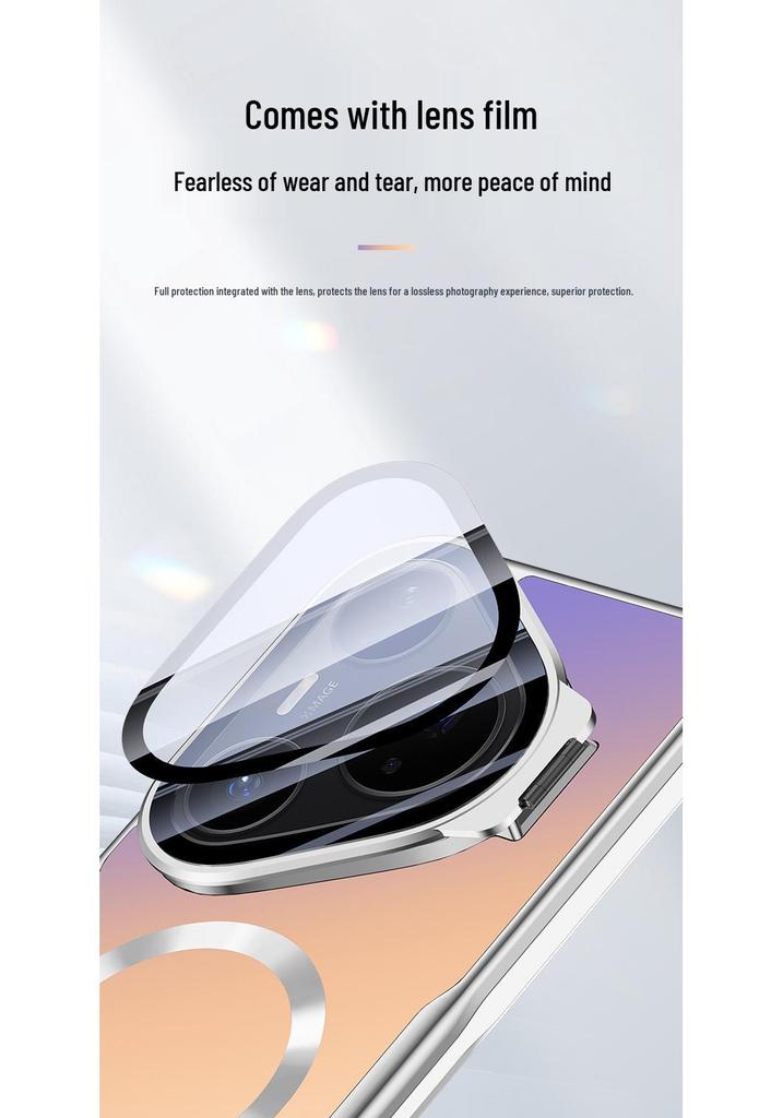 Applicable for Huawei Pura90Pro: Mate80 Gradient Electroplated Magnetic Lens Holder Full Coverage Protective Phone Case