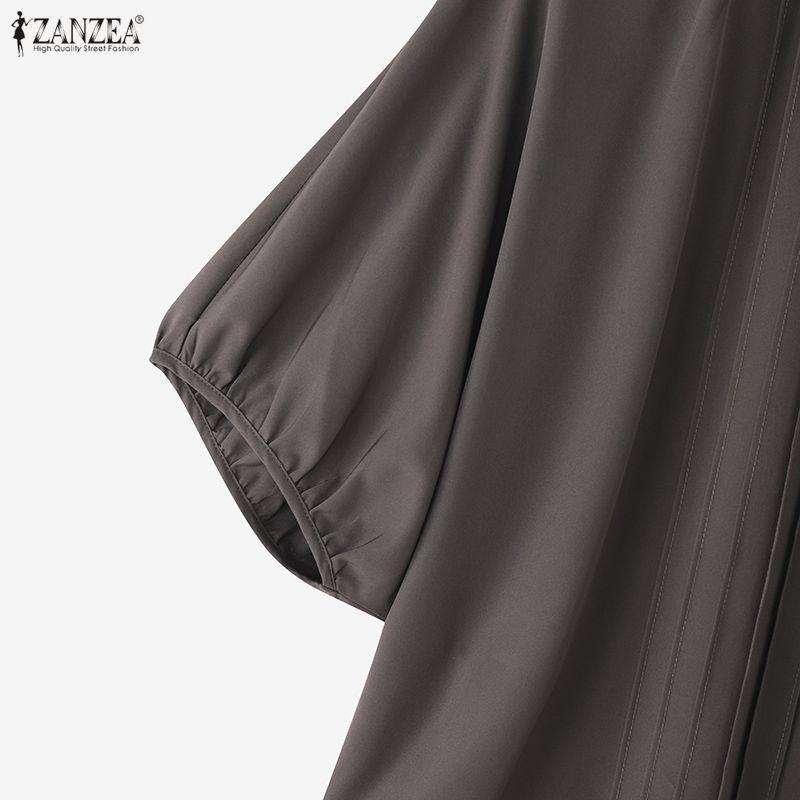 ZANZEA Damen Sommer Rundhals Casual Halbarm Bluse