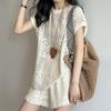 2026 Summer Light Luxury Women's Chic Hollow-Out Two-Piece Set - Slimming Top & Shorts