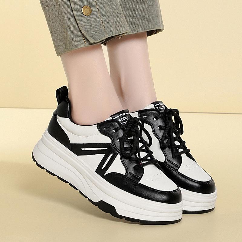 Spring Autumn White Shoes For Women New High-Elevated Thick-Soled Sports Board Shoes For Women Comfortable And Versatile