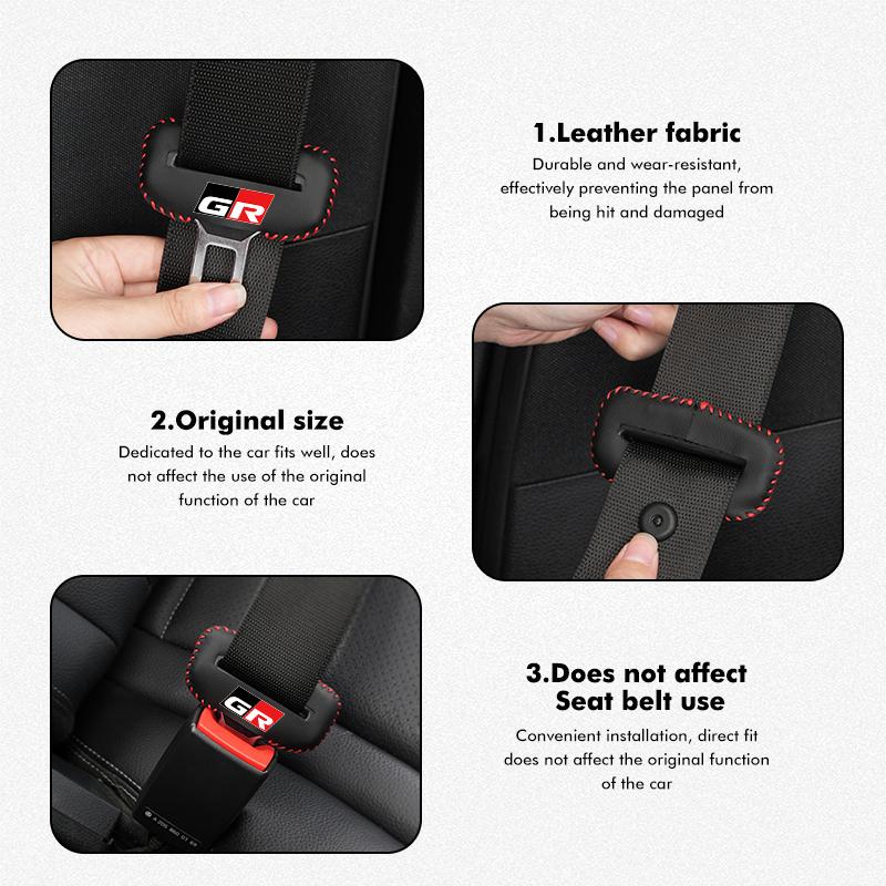 MZD1  For Toyota Car Seat Belt Buckle Plug Leather Car Seat Belt Clip Protective Covers Crown GR Corolla YARIS Auris C-HR Hilux Vios