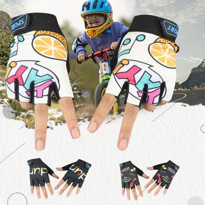 Guanti mezze dita per bambini per esterni, equitazione estiva, sottili, protezione solare, antiscivolo, alpinismo, pattinaggio a rotelle, resistenti all'usura, traspiranti