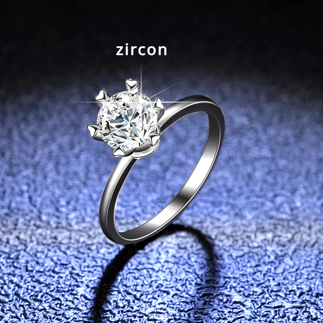 

Кольцо из стерлингового серебра S925, цвет D, 1 карат, муассанит, женское кольцо с шестью когтями, модное обручальное кольцо, предложение, кольцо с бриллиантом, подарок для подруги 19