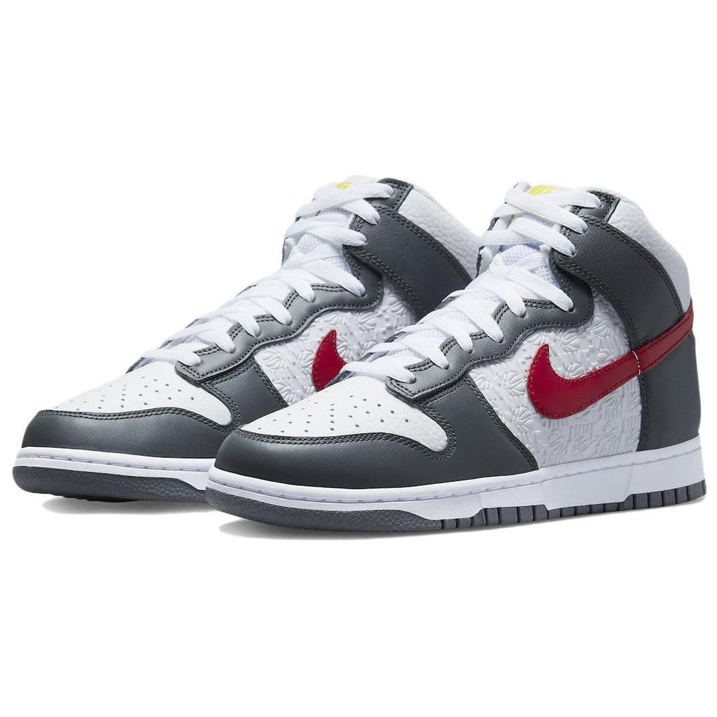 Nike Dunk High Embossed Hoops - Iron Grey Gym Red Men Sneakers Opti-Yellow White FD0668-001