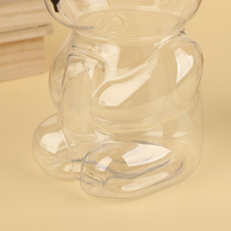 500ml Tragbare Cartoon-Bären Transparente Flaschen Klare Milchtee Kaffee Flasche Für Bubble Tea Saft Milchshake Partyzubehör
