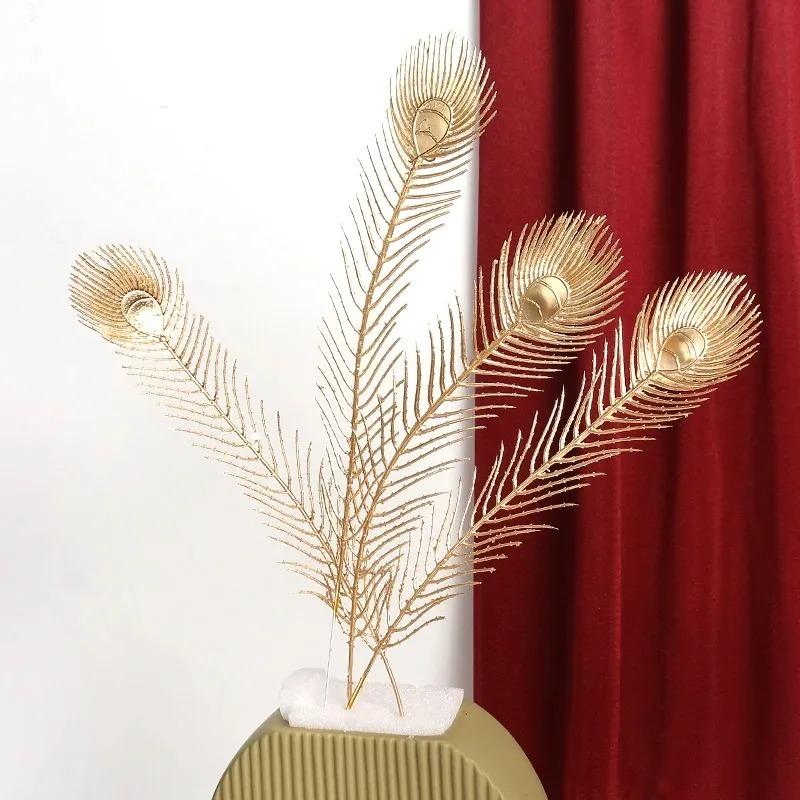 1/3/5Pcs Maple Leaves Gold Artificial Flowers Eucalyptus Home Decoration Outdoor Party DIY Tree Branch Accessories Wedding Decor