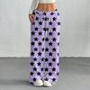 Women's Casual Fashion Printed Elastic Waist Loose Straight Leg Pants With Rope