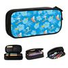 Snoopy Surfing On Blue Floral Wallpaper Kawaii Pencil Cases Boy Girl Big Capacity Pencil Box Students Stationery