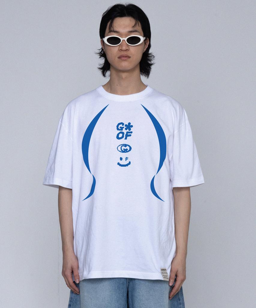 GRAVER [Unisex] 3 Logo Smile Line Short Sleeve T-Shirt_White