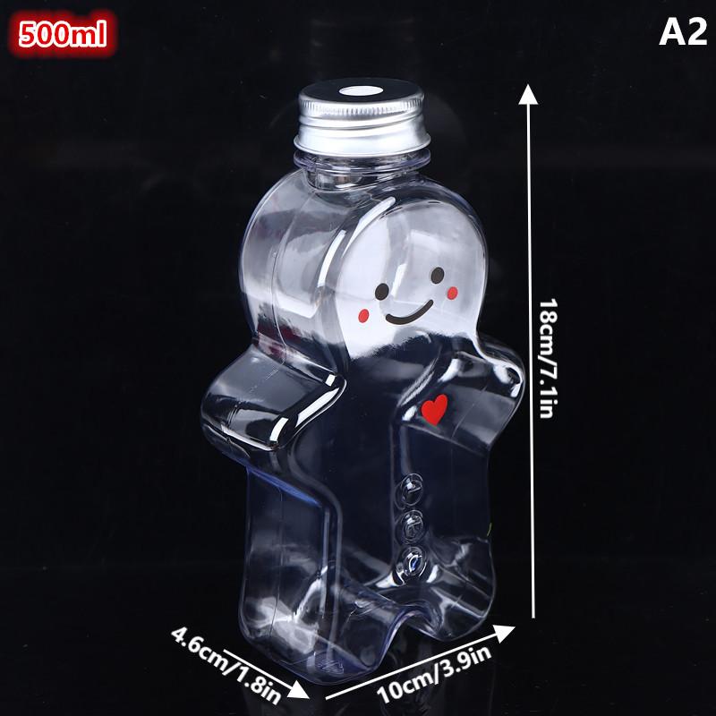 1 PCS Christmas Gingerbread Man Candy Jar Sealed Plastic Juice Drink Bottle Xmas Party New Year Gingerbread Man Drink Container