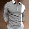 Men's Long Sleeve Color Block Stylish Lapel Long Sleeve Stitching Stylish POLO Shirt