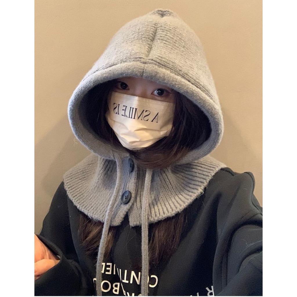 Autumn and Winter, Hat, Women's Hat, Winter Hat, Integrated Scarf, Ear Protection, Woolen Hat, Knitted Hat, Warm Hat