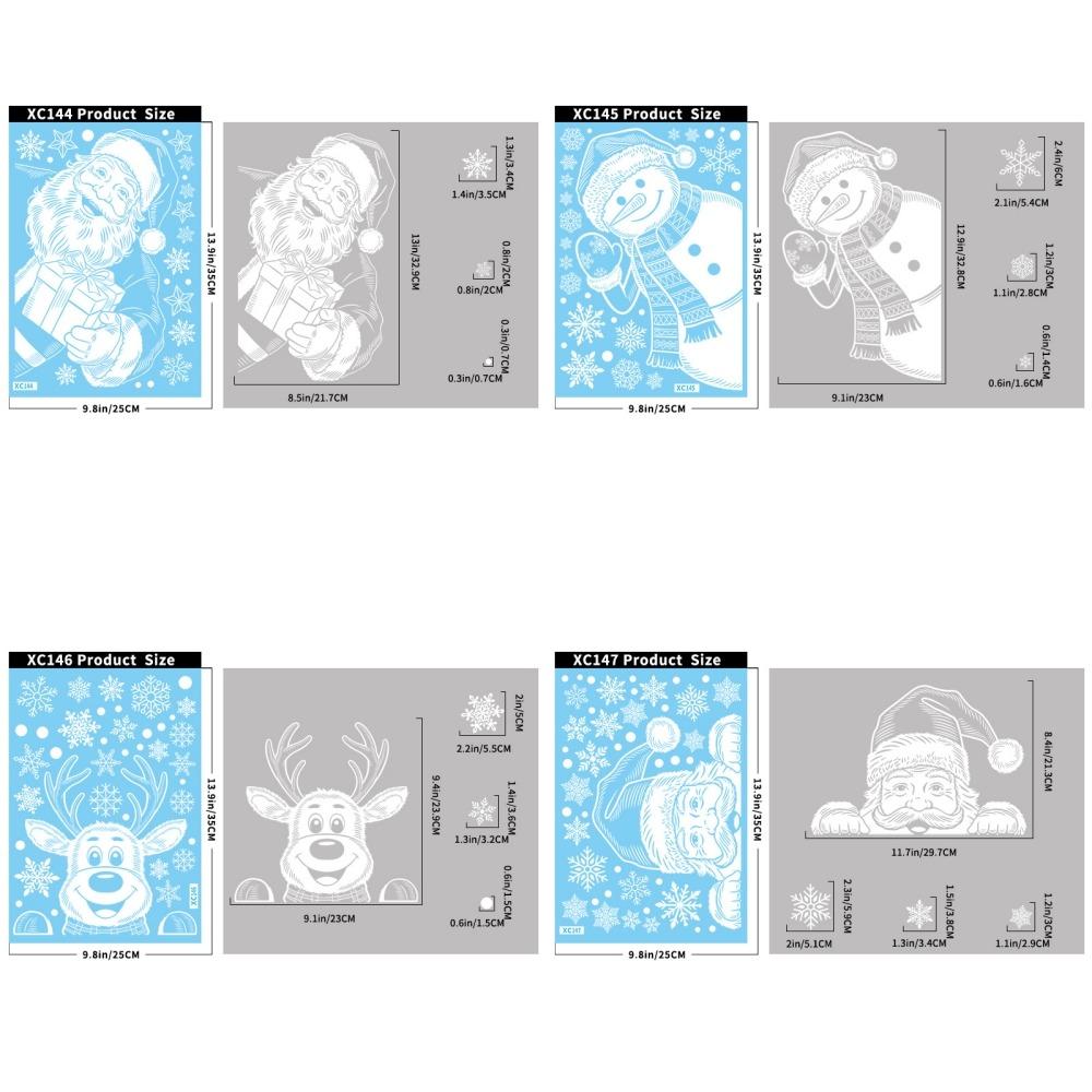 4 Sheets Removable Static Christmas Static Cling Decal Xmas Party Door Stickers Party Supplies