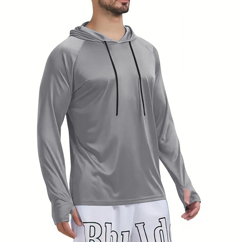 Sports Fitness Men's Hooded Long-Sleeved Sweatshirt, High-Elastic Quick-Drying Running Pullover Top