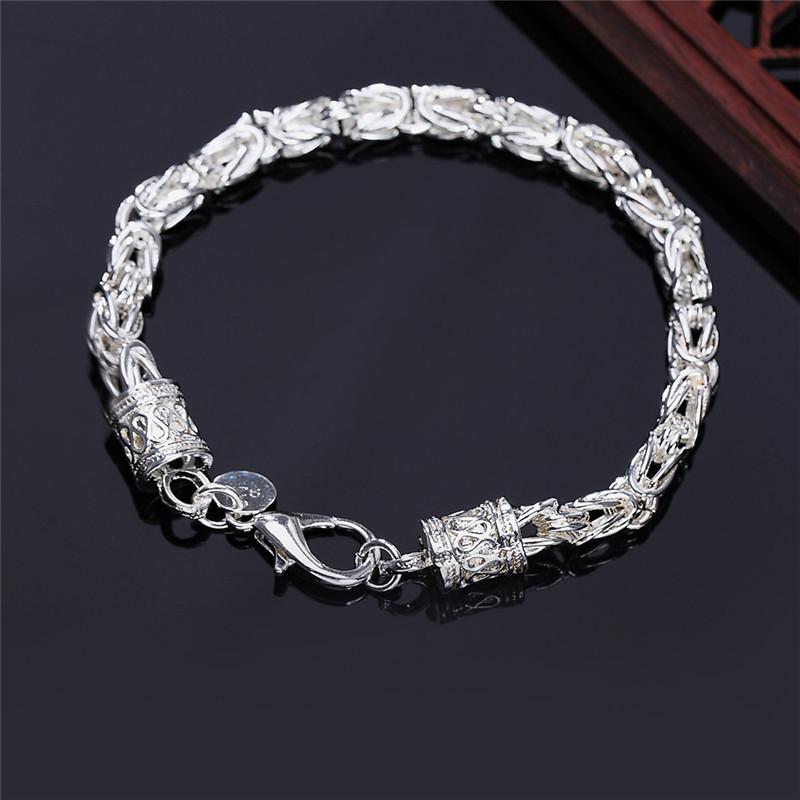 Mode Klassisch 925 Sterling Silber 6MM Geometrische Kette Halskette Armband Für Mann Party Hochzeit Schmuckset Feine WeihnachtsgeschenkeGutes Produkt