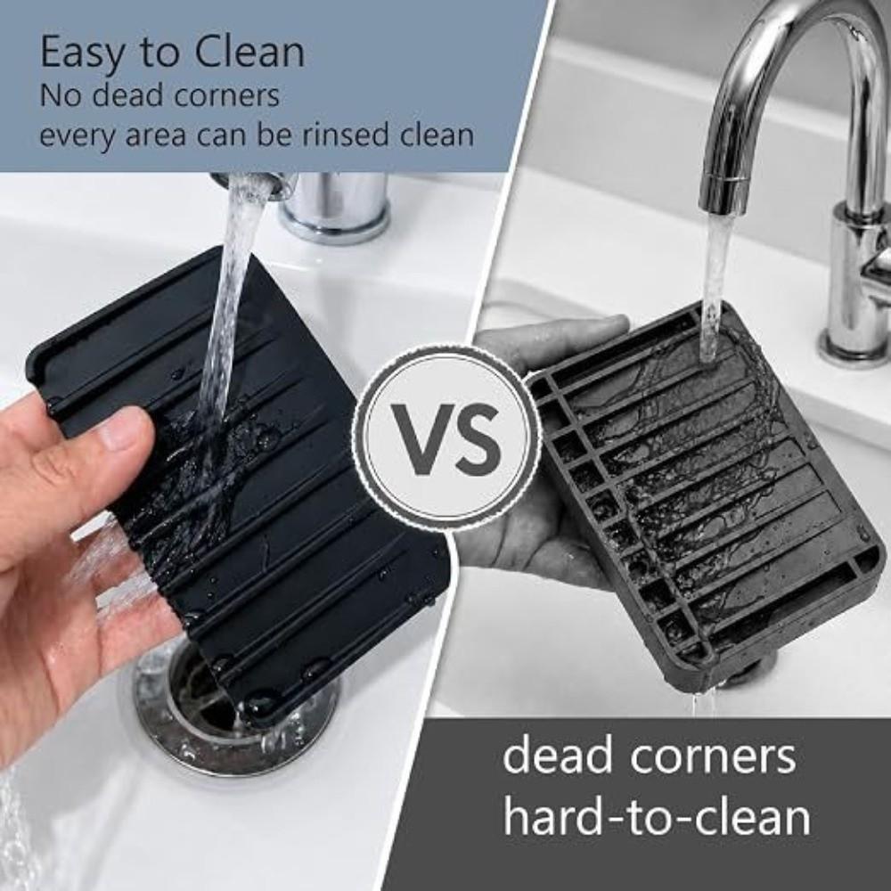Non-Slip Soap Holder Diversion Sink Splash Guard Mat Drainage Soap Dish  for Bathroom and Kitchen