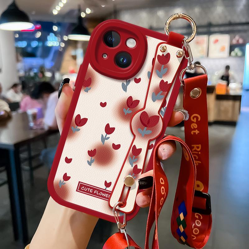Customized Apple Mobile Phone Case 16 Pro Max Lanyard Sweet Girl Full Bag Crossbody Wristband iPhone 15 14 13 12 11 Plus Casing