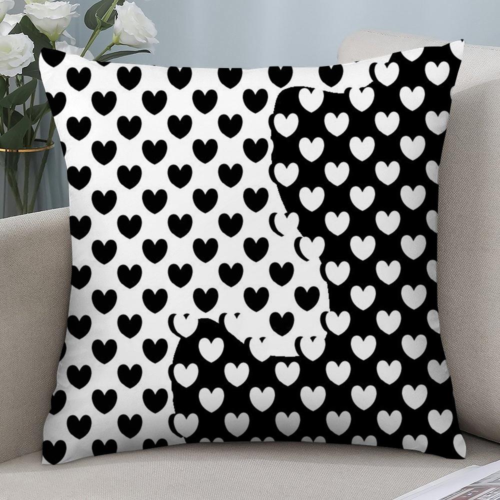 Advanced Black White Pillow Case Short Plush Sofa Decorative Gift Home Double-sided Printing Cushion
