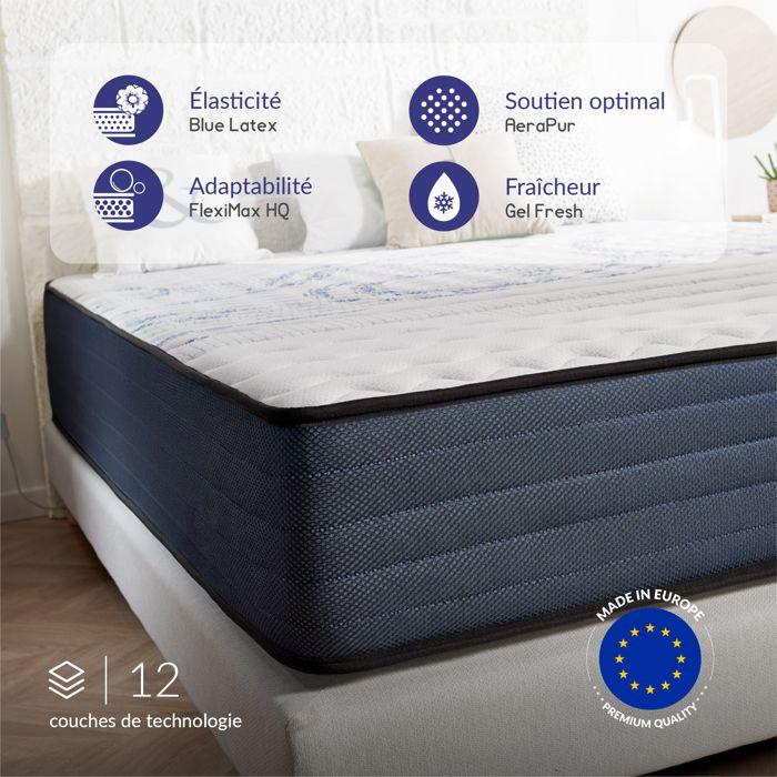 Dream Komfort mattress 140x190 cm - Blue Latex technology and HR memory foam - Reversible - 7 zones - Thick 30 cm