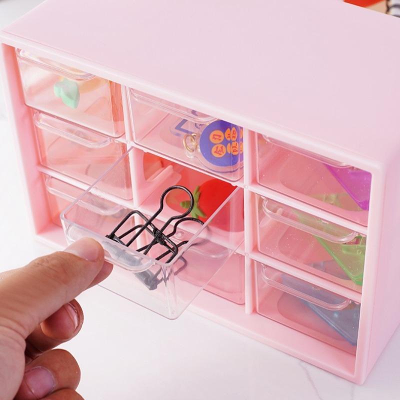 Desk Storage Box for Mini Drawers, Stackable Nine-square Grid Storage Box, Hairpin/sticker/jewelry Accessories Storage Box
