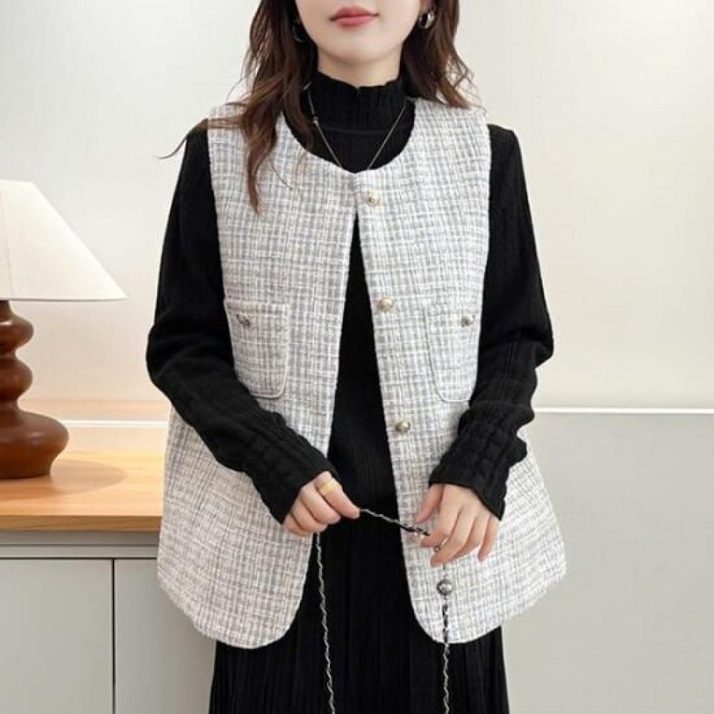Navava Classic Tweed Button Vest Nc480