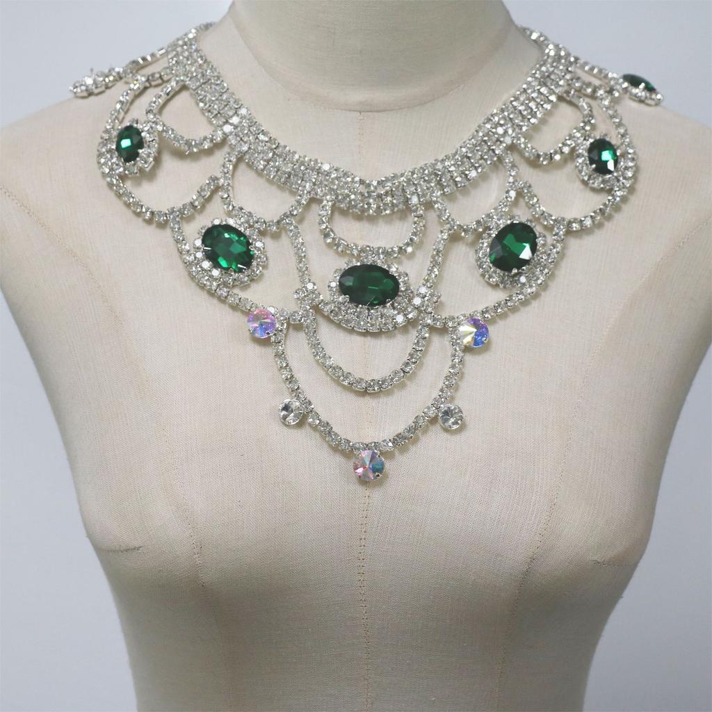 Fashion Items, Exaggerated Multi-Layer Rhinestone Necklace Jewelry Women, Shiny Rhinestone Collarbone Chain Necklace Party Women