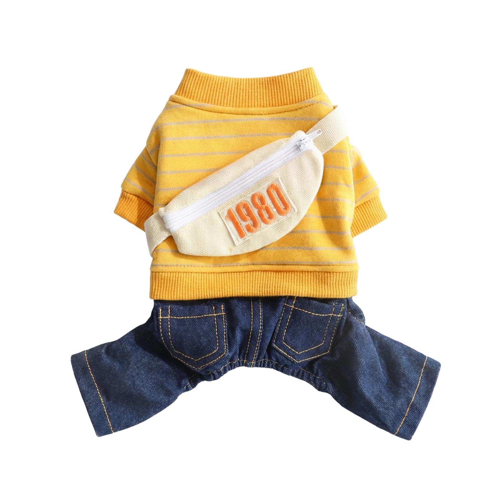 

Denim Overalls for Small Dogs Four Leg Cotton Pet Outfit Suitable for Spring Autumn XL