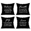 Home Decor Believe Faith Joy Love Inspirational Pillows Pattern Cushion Cover Suitable For Sofa Bedroom Car Pillow Cover
