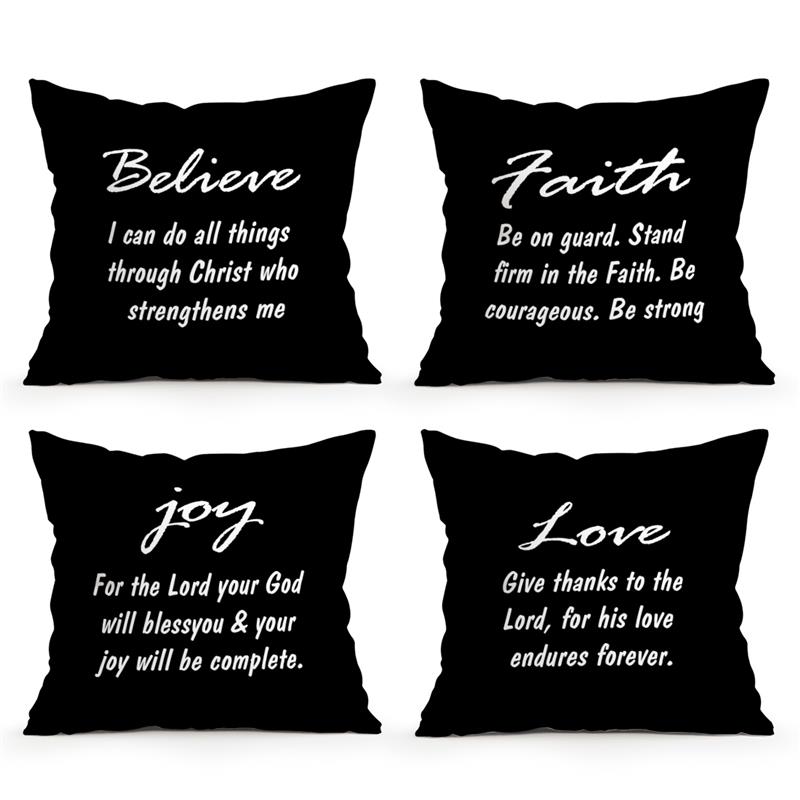 Home Decor Believe Faith Joy Love Inspirational Pillows Pattern Cushion Cover Suitable For Sofa Bedroom Car Pillow Cover