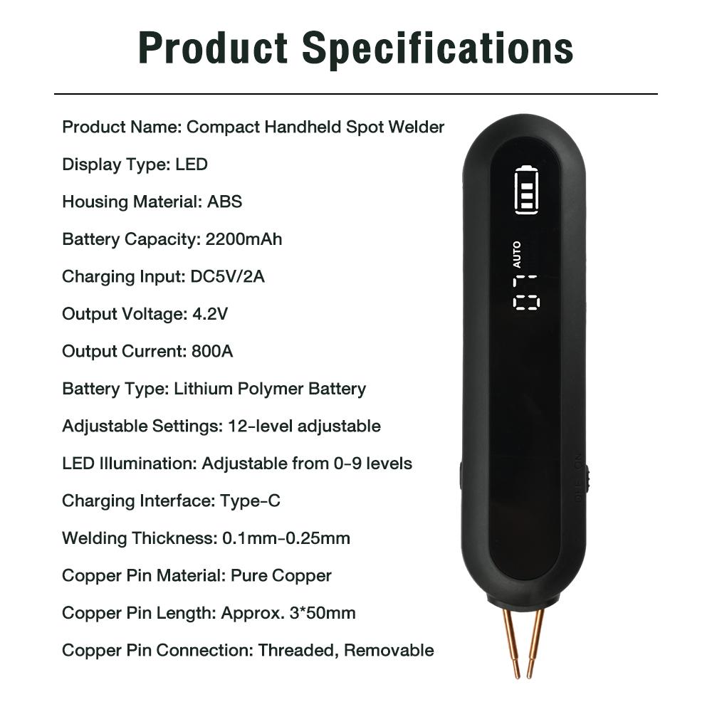 Handheld Small Portable 12 Level and 9-Level LED Lighting Adjustable 18650 Lithium Battery DIY Kit Nickel Spot Welding Machine