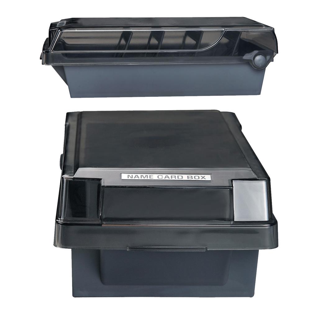 Professional Business Card Holder Box for  , Large Capacity 500 Card Storage with Dividers and Index Tabs, Clear Plastic Lid