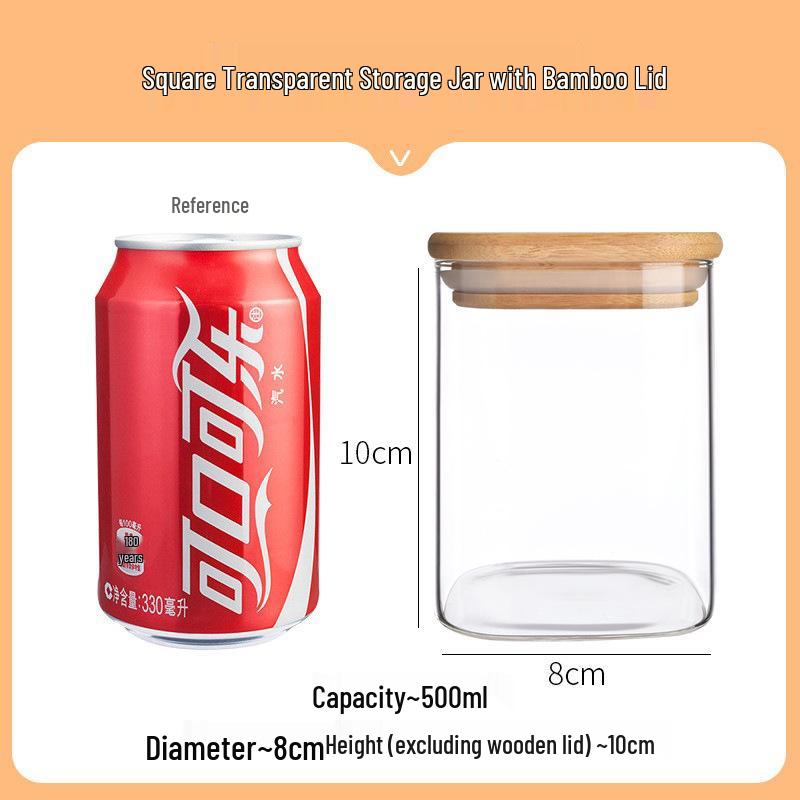 Square Moisture-Proof Glass Jar with Lid for Tea and Spices - New Style Storage Solution