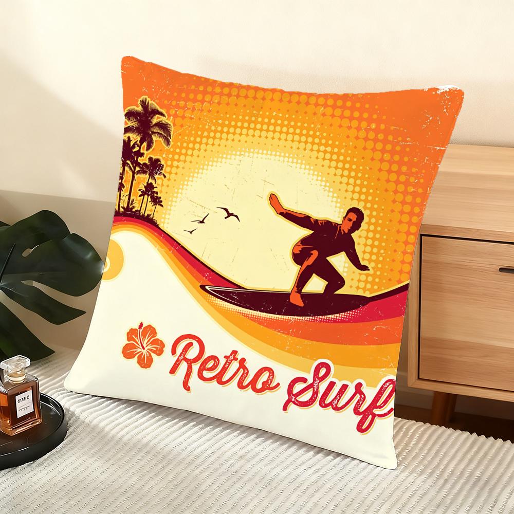 Surfen Patroon Kussenhoes Zacht Kort Pluche Kussenhoes Gladde Gezellige Textuur Esthetische Kussenhoes Woondecoratie