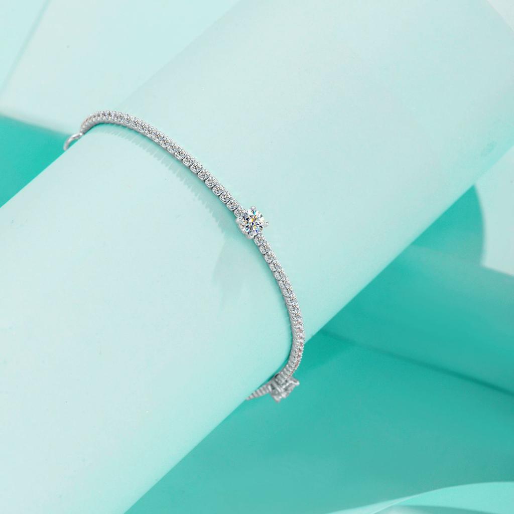 Real Moissanite Bracelet For Women 925 Silver Round Cut GRA Diamond Luxury Jewelry Anniversary Gift Tennis Bracelets