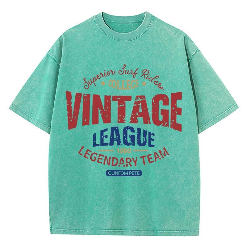 Cotton Washed T-Shirts Trend Distressed Loose Tops Vintage League Letter Print Short Sleeve Summer Street Female Clothes S разноцветный