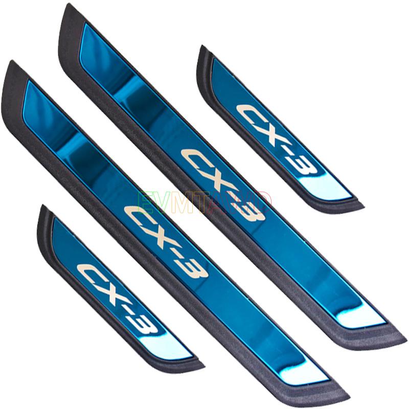 For Mazda CX-3 CX3 Accessory 2017-  2024 Stainless Car Door Sill Scuff Plate Kick Entry Guard Pedal Protector Cover Trim