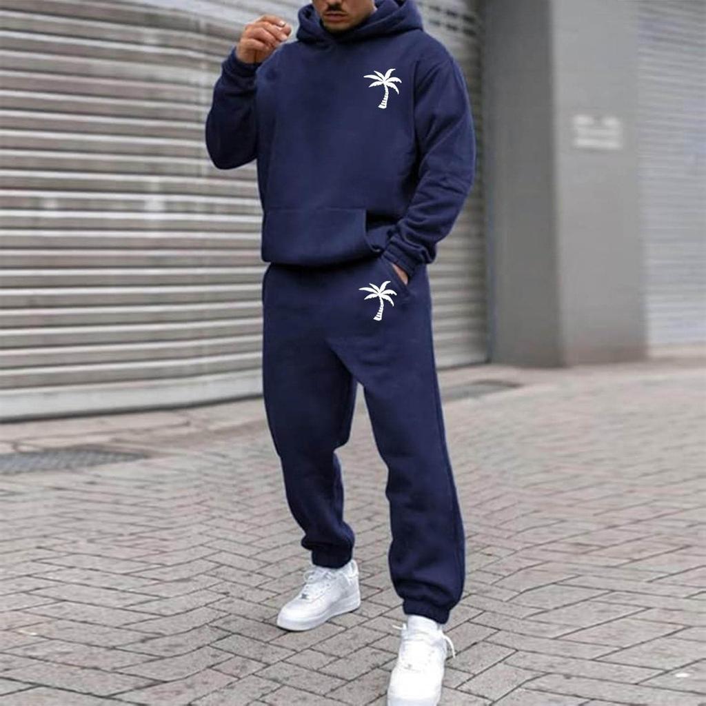 Herren Übergroßer Fleece Sportbekleidung Outdoor Lässig Locker Kapuzenpullover und Jogginghosen Set