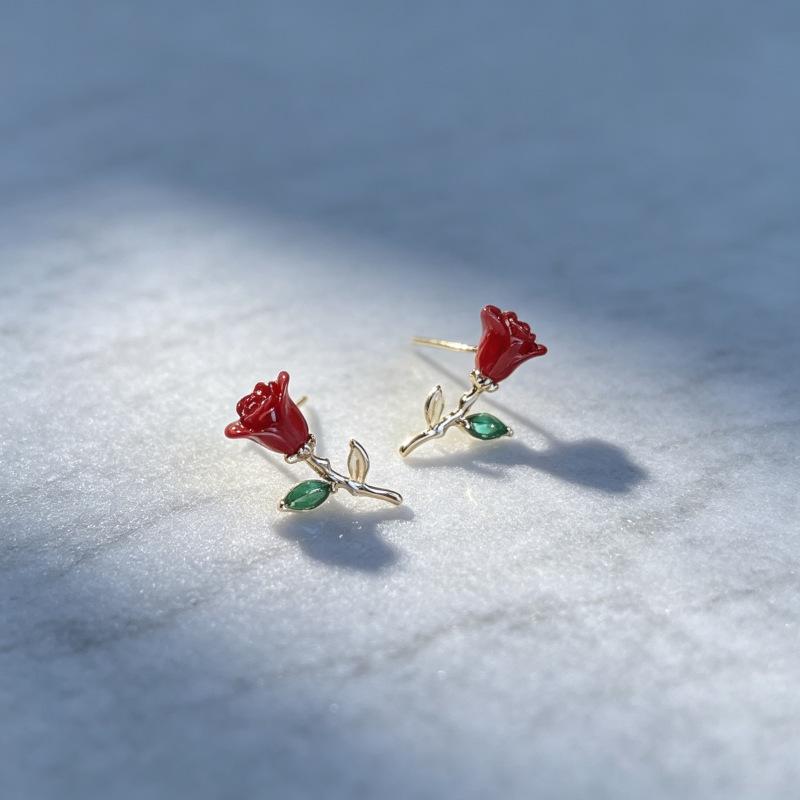 Korean Trendy Rose Flower Women's Earrings - Simple, Stylish & Beautiful