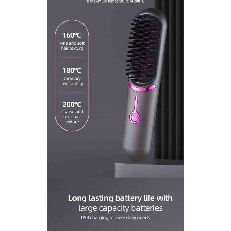 Hair Straightener and Curling Iron USB Rechargeable Styling Comb